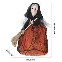 1 pieza Muñeca bruja hecha a mano de tela | Decoración con temática de Halloween, atractivo para escaparate de tienda - Multicolor - Ver 14