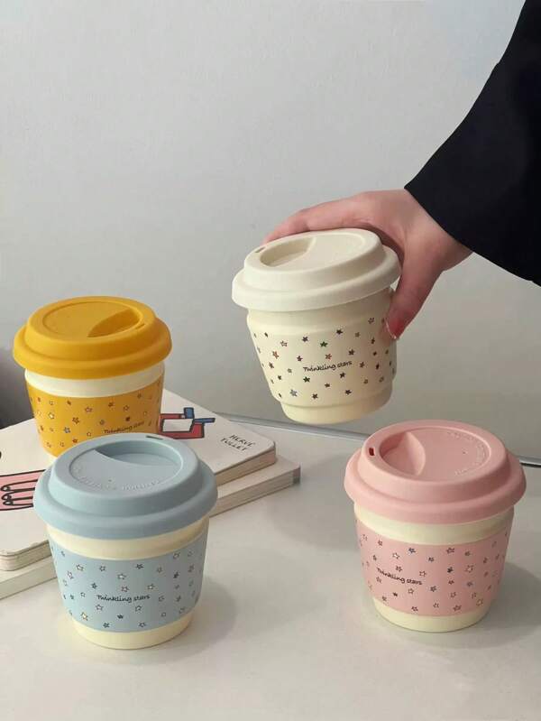 9.5OZ INS Star Ceramic Coffee Cup With Lid - 270ML Dust-Proof Design For Hot/Cold Beverages - Perfect For Home, Office, Campus & Couples Gift