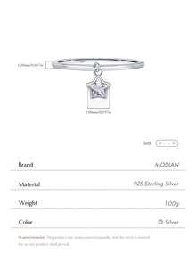 Mặt dây chuyền hình ngôi sao nhỏ bằng bạc Sterling 925 MODIAN, đính đá Zirconia, có thể đeo cùng nhẫn, trang sức tinh tế dành cho nữ nhân dịp kỷ niệm. - Bạc - Xem 3