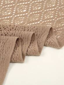 1 件女式纯色镂空流苏三角披肩，时尚高端波西米亚风格披肩夹克，舒适透气的连衣裙披肩，多功能轻质外套围巾，适合日常穿着或旅行 - 米色 - 查看 11