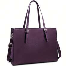 NUBILY Laptop Bag For Women Waterproof Lightweight 15.6 Inch Computer Tote Bag Business Office Briefcase Large Capacity Handbag Shoulder Bag Professional Office Work Bag Dark Purple