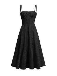 Unadoll Ladies' Elegant And Sexy Backless Pleated Tie, Waist Cinching Vacation Date, Graduation Season Cocktail Party, Dinner Party, Jacquard Suspender Dress