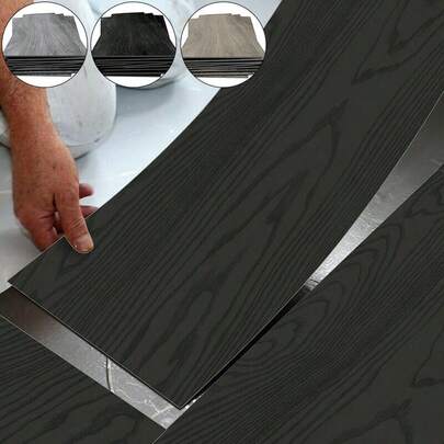 7Pcs Self-Adhesive PVC Flooring Planks Floorboard Planks Waterproof Floor Wall Stickers For Kitchen Bedroom Bathroom Home Office Floor Tile 1m²