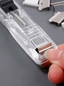 Clear Acrylic Stapler Set, Includes 50 Silver Refill Clips, Comes With A Storage Box, Office Binding Tool, Back To School Supplies, Back To School Gifts