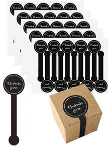 500pcs-Handmade Lollipop Baking Stickers,Thank You Long Label Seal Stickers For Cake Boxes/Jars/Coffee Cups/Bottles,Self-Adhesive Bread Stickers,Tamper Evident Seal Labels For Gift Packaging