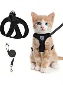 1pc Breathable & Comfortable Pet Chest & Back Strap For Walking Dogs & Cats, Outdoor Explosion-Proof & Shock-Absorbing Leash, Black Vest Style Chest &,Back Strap