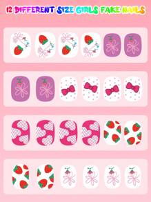 (168pcs And 24pcs) Kids Press-On Nails For Girls, Naio Kids False Nails, Pre-Glued Sticker Nails, Full Coverage Short Acrylic Nails Set For Girls Nail Art Decoration