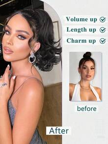 Ponytail Extension, 10" Claw Clip In Short Curly Wavy Pony Hair Extension Synthetic Hair Pieces For Women Daily Use(Blonde) - Gold - View 5