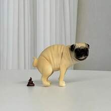 1 set de figurines de décoration mini PVC de carlin avec des éléments ludiques, carlin mini réaliste avec verdure, idéal pour la décoration de la chambre, de la maison, du bureau ou en tant qu'accessoire de voiture, accessoire pour animaux de compagnie, design animal de compagnie ludique, cadeau d'Halloween, de Noël.
