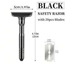 Adjustable Double Edge Safety Razor And 20 Blades Refills, Long Handle Adjustable Classic Safety Shaver Razor, Men's Travel Double Edge Safety Razor For Ideal Gift For Father Day & Boyfriend