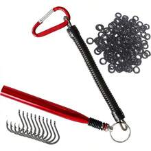 Herramienta de gusano loco Reaction Tackle, anillos en O locos, aparejo loco, gusanos de plástico estilo Senko - Red Tool PLUS 125 juntas tóricas + 10 ganchos - Ver 10