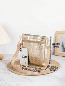 Women's Fashionable Metallic Shoulder Bag, Versatile Design - Gold - View 2
