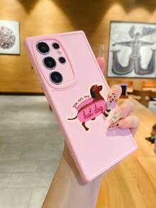 可爱腊肠犬热狗卡通美学粉色手机壳 - 360度全方位保护TPU防摔手机套，兼容和Galaxy，国际版，非国内版 - 彩色 - 查看 2