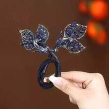 1 Piece Fashionable And Versatile Elegant Literary Full Diamond Pleated Headband For Going Out And Commuting Temperament Hair Pressing Headband Hair Accessories - 藍色 - 查看 2