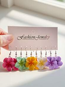 10 件套休闲可爱花朵树脂耳环，适合女孩，不锈钢耳钩，适合母亲节和朋友的礼物珠宝 - 彩色 - 查看 3