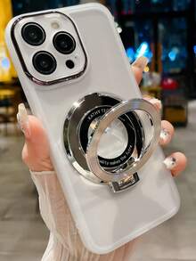 1pc Clear Metal Frame Lens Film With CD Pattern Hidden Bracket Phone Case, Compatible With Samsung A16, Shockproof Full Coverage Protective Case, Minimalist Design, Metal Frame, Perfectly Protects Your Phone And Showcases Technology And Aesthetics Waterproof Anti-Fall Scratch Resistant - Purple - View 2