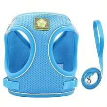 1 件套全新舒适宠物狗背带套装，带反光条，透气网眼胸带，带牵引绳，适合户外散步，多种颜色和尺寸，适合狗和猫 - 彩色 - 查看 18