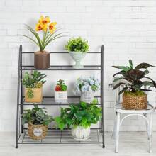 3 Tier Plant Ladder Metal Flower Shelf, Black Indoor And Outdoor Corner Plant Shelves, Home Organizer Shelf, Space Saving, Lightweight And Durable, Decorative Flower Pot Stand.