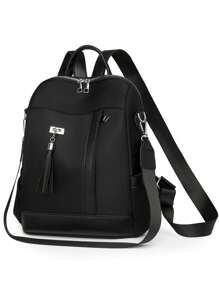 Fashionable Tassel Pendant Large Capacity Multi-Pocket Versatile Casual Travel Backpack For Women, Handheld