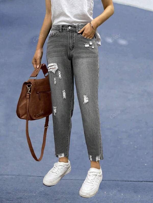 Minimalist Fashion Casual Vacation Denim 7/8 Pants For Women, Summer