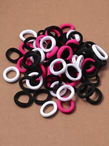 100 pçs/conjunto de elásticos de cabelo femininos de cor sólida de 2 cm, prendedores de rabo de cavalo sem danos, elásticos de cabelo, corda de cabelo