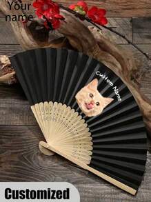 Éventail de mariage personnalisé avec photo et nom de compagnie de compagnie animale, éventail classique DIY, de haute qualité, personnalisé, élégant, exquis, personnalisé, cadeau unique idéal