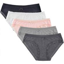 Soft Lace Trim Bikini Panties 5-Pack In Cotton/Viscose - Lace 5pk-black - View 11