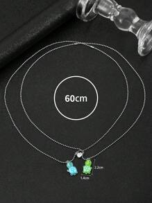 2pcs Luminous Turtle & Heart Pendant Necklace Set, Couple/Friendship Jewelry Gift, Fashionable Accessory Valentines