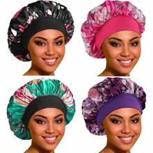 4 paquete de gorros de satén para dormir, gorros de seda grandes con banda elástica suave para el cuidado del cabello, Braids z001 - Conjunto K - Ver 1