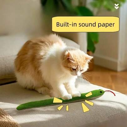 Cat Toy Snake, 2pcs Crinkle Sound Toy Soft Linen, Interactive Kitten Exercise Kick Toy For Indoor Cats 16.5 Inch (Approx. 42cm) Suitable For All Breeds