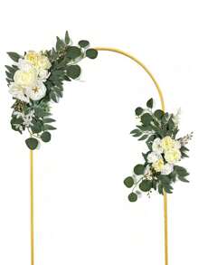 2pcs/Wedding Arch Flower, Rustic Faux Floral Charm For Frieze, Green Leaf Rose Peony Door Wreath, Home Decor, Wall Decor, Anniversary Decor, Party Birthday, Mother's Day Gift