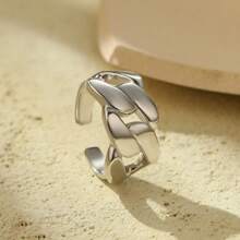 Anillo abierto de diseño de cadena gruesa y pesada de plata S925, personalizado, moda coreana