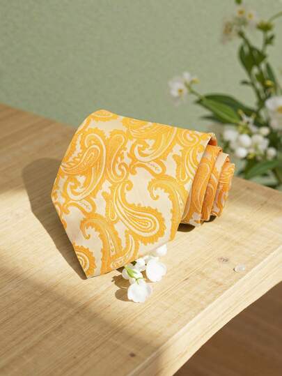 1pc Men's Embroidery Paisley 10cm Necktie, Fashionable Business Casual Tie, Suitable For Daily Wear