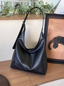 Bolso de hombro de gran capacidad y unicolor suave de estilo vintage para mujeres, bolso cruzado versátil con asa, bolso de hombro tipo hobo de gran capacidad, bolso cruzado de bandolera casual para el trabajo