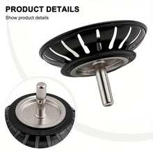 78mm Black Kitchen Sink Drain Waste Filter Plug, Stainless Steel Filter Stopper Replacement Kitchen Items Kitchen Accessories Kitchen Tools - Black - View 8