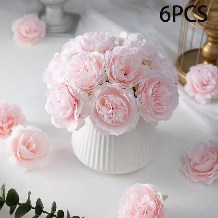 6/24 Pcs Artificial Peony Flowers For DIY Crafts, Wedding Decor, And Home Decor, Plastic Peony Flower Heads For Rome Decor, Garden Decor And Bedroom Decor, Perfect For Vases, Centerpieces, Wedding Party Decor And Graduation Decorations
