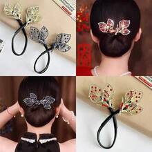 1 Piece Fashionable And Versatile Elegant Literary Full Diamond Pleated Headband For Going Out And Commuting Temperament Hair Pressing Headband Hair Accessories - 黑色 - 查看 7