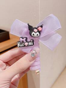 Sanrio 1 pieza Pinza para el cabello con estampado de dibujos animados de Sanrio Kuromi para niños, diadema con alta elasticidad y sin dañar el cabello, banda telefónica rizada, adecuada para regalar y uso diario, amado por los niños, regalos de cumpleaños para buenos amigos y hermanas, regalos de Navidad, regalos del Día de San Valentín (algunos pueden ser aleatorios)
