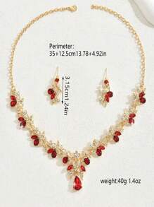 1 Conjunto de joyería elegante para mujer, collar, aretes de 3 piezas, adecuado para novia, boda, banquete, fiesta, ocasión formal