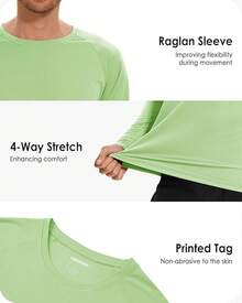 Boladeci Men's UPF 50 Sun Protection UV SPF Shirts Long Sleeve Lightweight Quick Dry Swim T-Shirts Rash Guard - Light Green - View 5