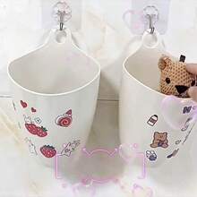 صندوق تخزين صغير معلق، سلة قمامة صغيرة مثبتة على الحائط، منظم متعدد الوظائف للمكتب وحامل أقلام للطالب في غرفة السكن