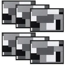 4/6 Stücke Set rote, graue, schwarze, weiße geometrische quadratische lebendige moderne kreative Tischsets - hochwertiges Leinenmaterial, leicht zu reinigen, geeignet für Küche, Esszimmer Dekoration, Feiertags-Tischdekoration, Heimdekoration - Rot - Übersicht 22