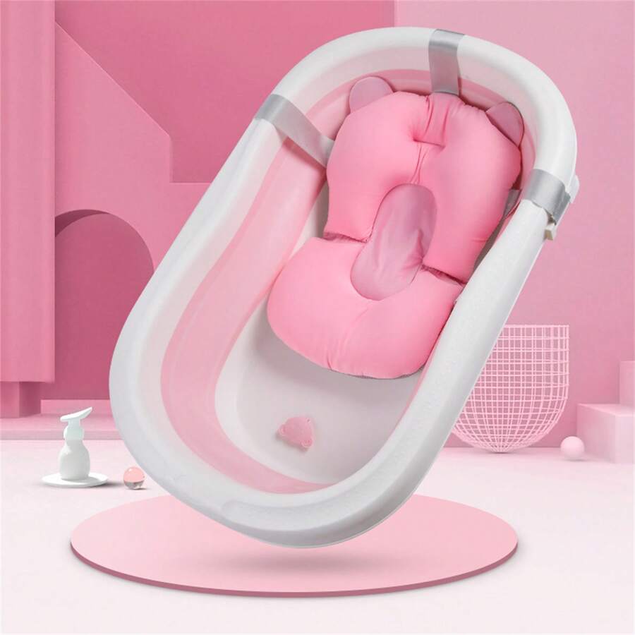 1pc Solid Color Infant Bath Sponge Mat, Super Soft Floating Bath Net Pad, Suitable For Baby's Comfortable Bathing - Multicolor - View 1