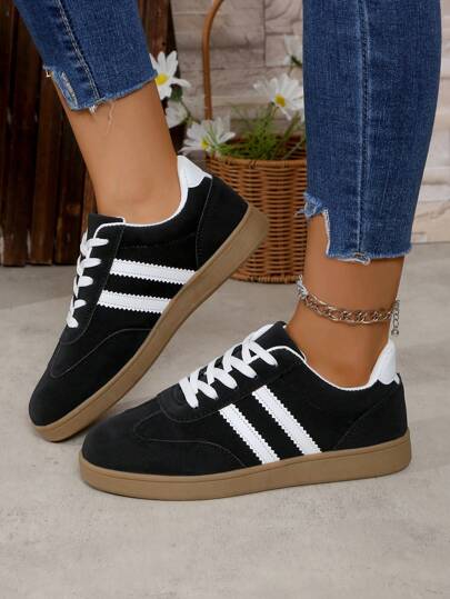 Women's Plus Size 35-43 German Training Shoes, Sports Shoes, Casual Lace-Up Flat Sneakers, Multipurpose Indoor Training Shoes