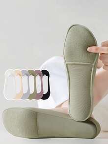 6 Pairs Calcetines Mujer Of Women's Ice Silk Boat Socks, Non-Slip And Non-Falling Heels, Shallow And Invisible Summer Thin Women's Socks Suitable For Daily Commuting High Heels - Multicolor - View 1