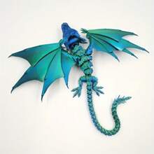 1pc Laser Holographic 3D Printed Flying Dragon With Joints Model, Gift Chinese Dragon Creative Collection Aquarium Decoration, Home Decor Room Decoration Gothic
