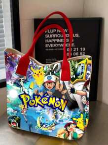 pokemon Bolsa de Lona de Grande Capacidade, Adequada para Bolsa de Ombro Casual de Menina, Bolsa de Transporte