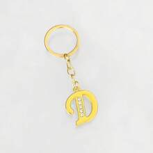 1 pièce Porte-clés pendentif en métal avec 26 lettres strass, style coréen minimaliste. Porte-clés de voiture, accessoire de sac à la mode, petit cadeau, cadeau pour elle, cadeau pour femme