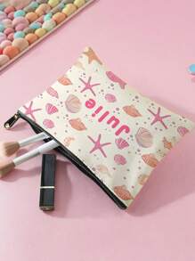 1 szt. Dostosowana nazwa/tekst Uroczy nadruk dinozaura Dwustronny zamek błyskawiczny Kosmetyczka, podróżna kosmetyczka do przechowywania, odpowiednia do przechowywania produktów do pielęgnacji skóry nastolatków, dostosowywana