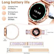 Ceas inteligent pentru femei, funcție de apel wireless, pedometru, calorii, tracker de fitness, ceas inteligent, fotografie de la distanță, control muzical, memento menstrual feminin, potrivit pentru telefoane iOS și Android, cu curea din silicon 1PC